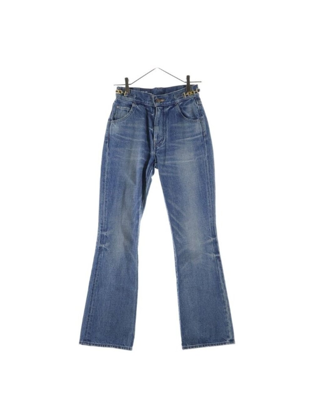 Celine Triomphe Embellishment Margaret Flare Denim Jeans Indigo